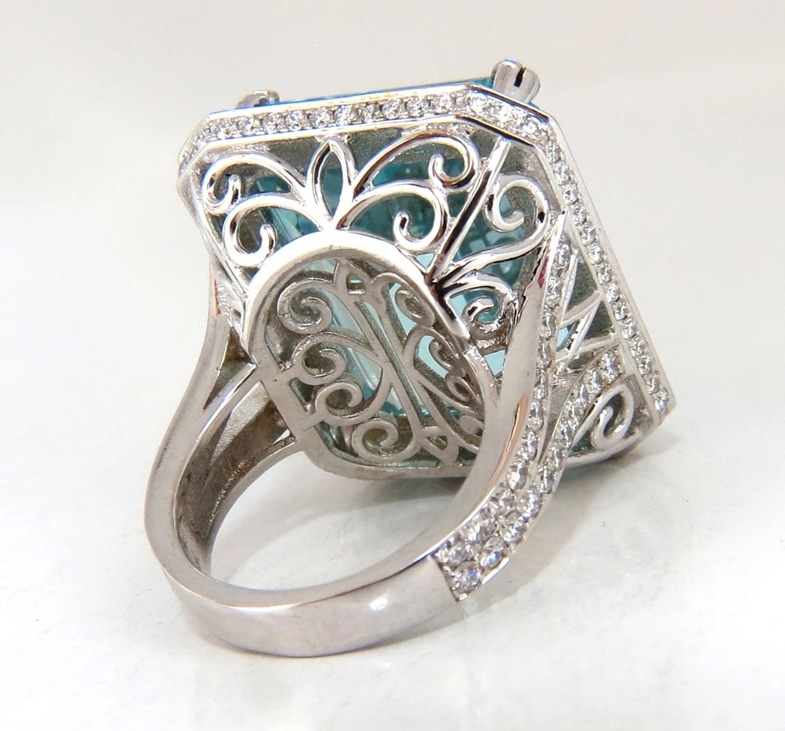 GIA Certified 42.01ct Natural "Blue" Aquamarine diamonds ring Vivid 18kt *v - 4