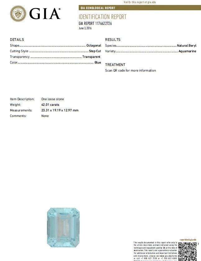 GIA Certified 42.01ct Natural "Blue" Aquamarine diamonds ring Vivid 18kt *v - 8