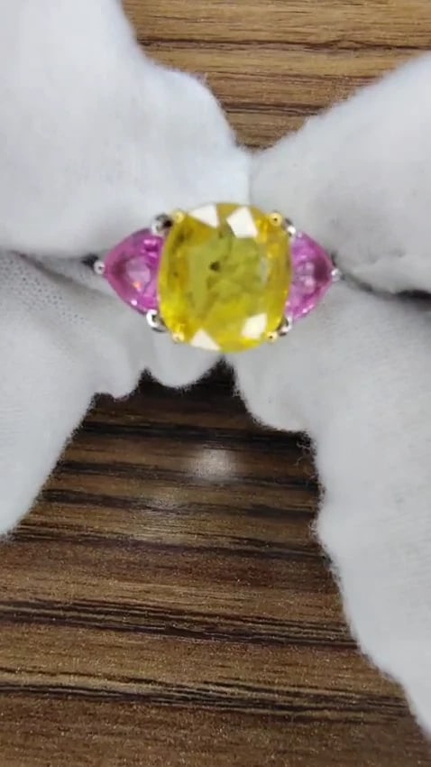 6.55ct Natural yellow sapphire ring 14kt *v - 2