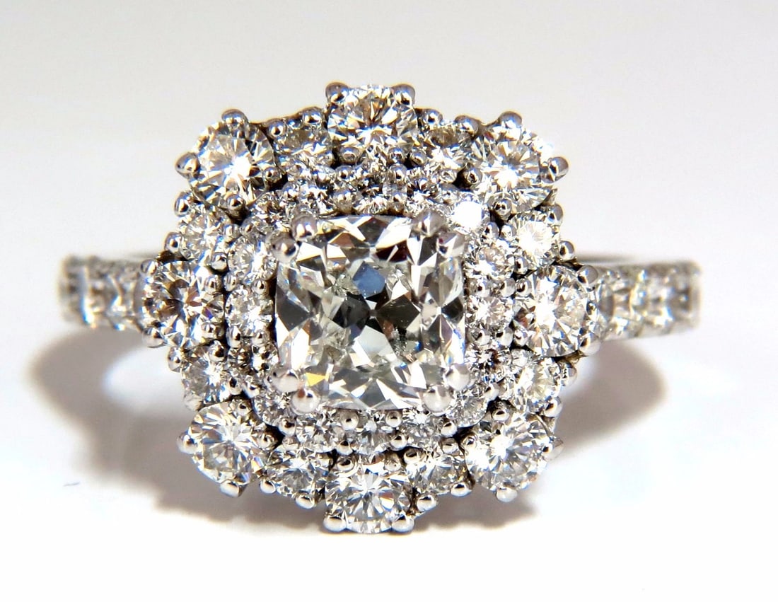 GIA Certified 1.70ct Cushion Cut natural diamond ring E/VS 14kt Cluster *v - 3