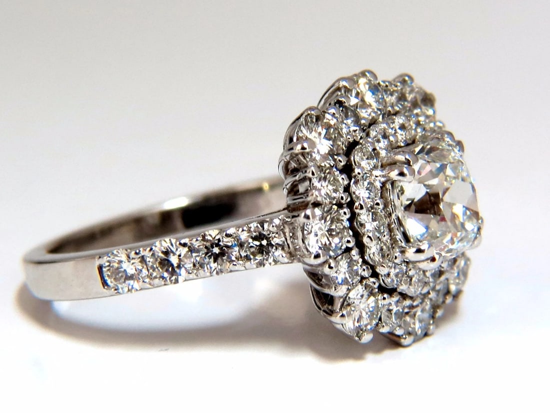 GIA Certified 1.70ct Cushion Cut natural diamond ring E/VS 14kt Cluster *v - 6
