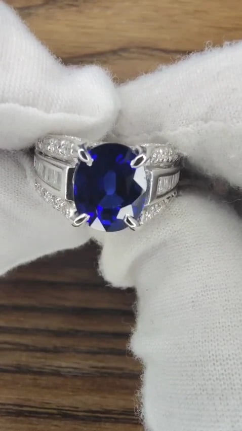 4.70ct Lab Created Sapphire Diamonds ring 14kt gold 12436 *v - 2