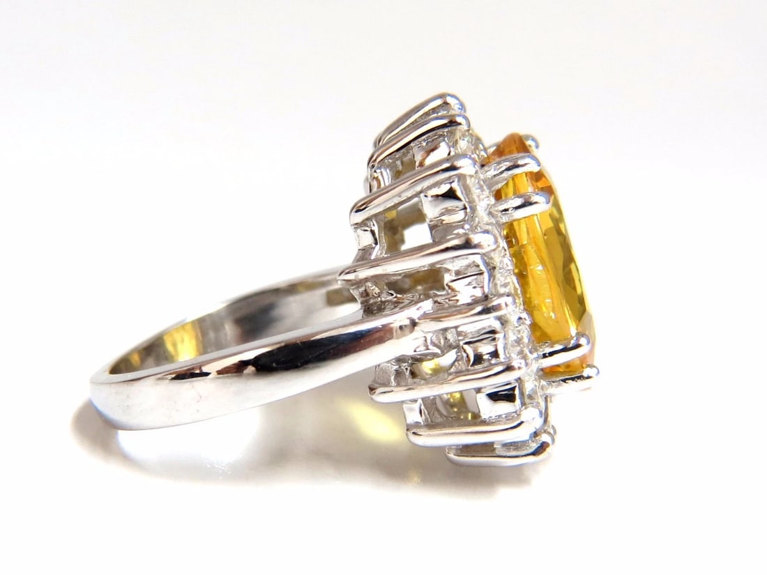 11.81ct Natural Yellow Sapphire diamonds ring 14kt Canary Bright *v - 4