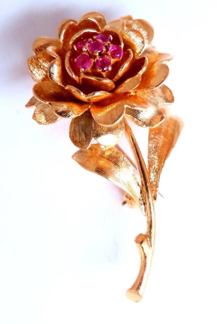 Vintage Revisit 0.30ct Natural Ruby Diamond Brooch Pin 3D Still Life 12552**: Vintage Revisit 0.30ct Natural Ruby Diamond Brooch Pin 3D Still Life 12552 $1,500.00 PRODUCT DESCRIPTION 0.30ct natural round rubies vivid reds / clean clarity and transparent 18kt yellow gol