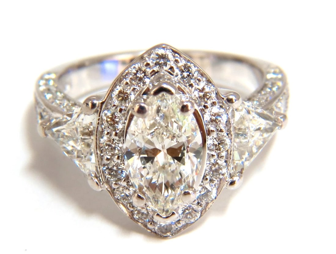 2.51ct Marquise Halo Natural Diamond Ring 14 Karat *v - 3