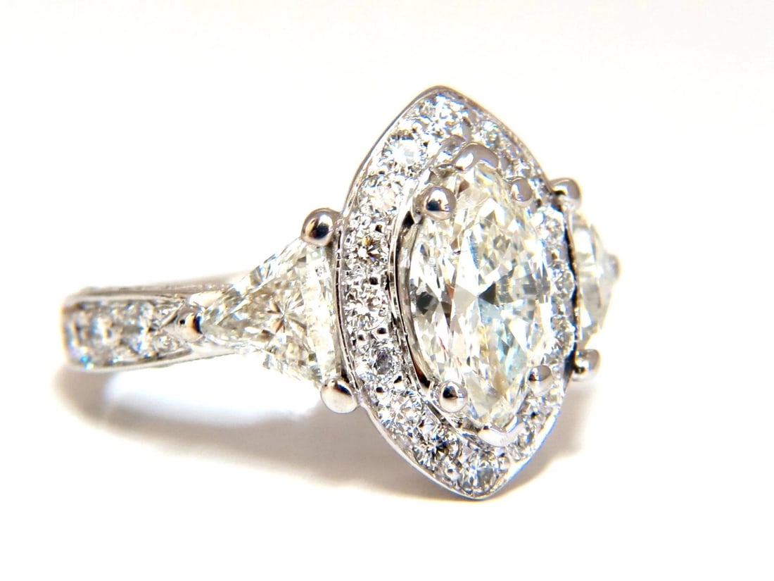2.51ct Marquise Halo Natural Diamond Ring 14 Karat *v - 4