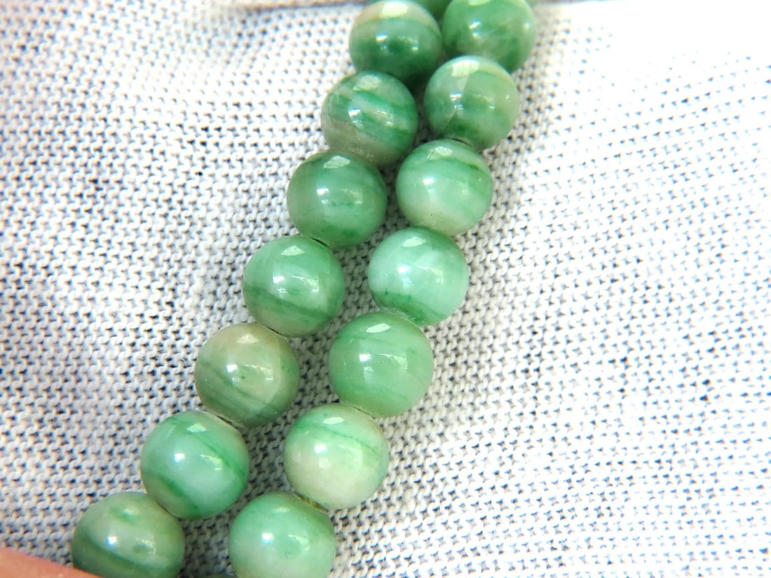 290ct GIA Certified 10.20mm NATURAL GREEN JADE BEAD NECKLACE** - 4