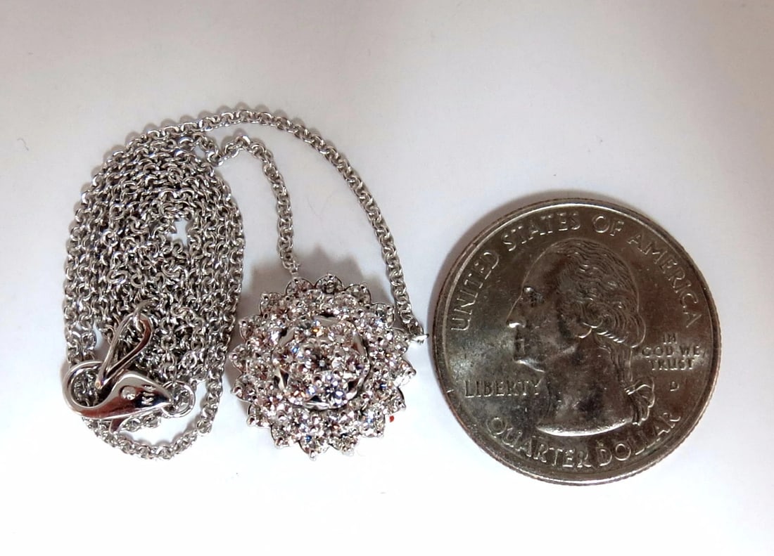 1.50ct diamonds halo cluster necklace 14kt. G/VS** - 3