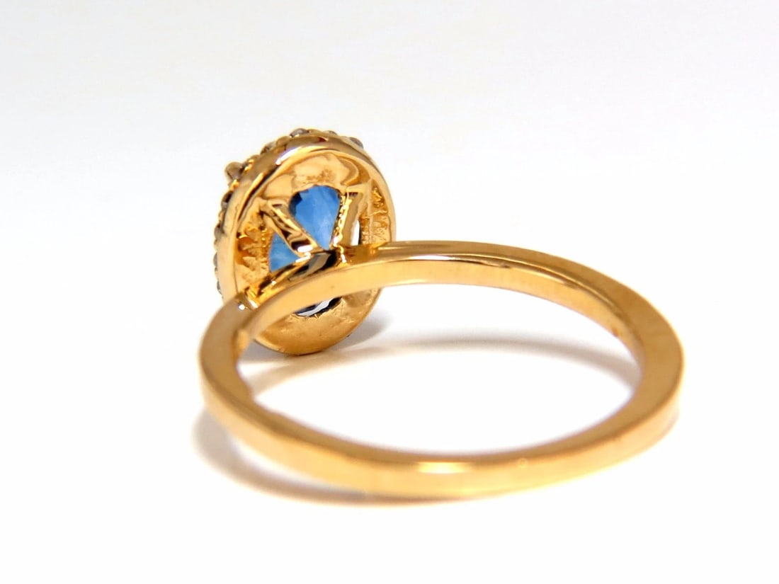 2.18ct natural vivid blue sapphire diamonds ring 18kt petite halo *v - 4