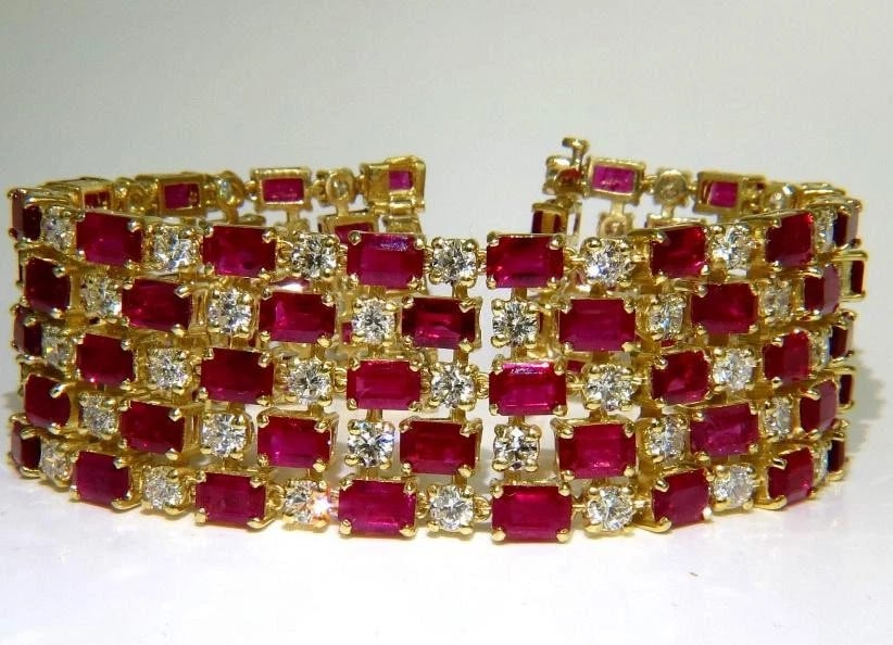 GIA Certified Natural Ruby Diamond Cuff Bracelet 18kt Important 12337** - 10