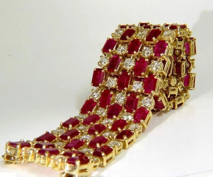 GIA Certified Natural Ruby Diamond Cuff Bracelet 18kt Important 12337** - 9
