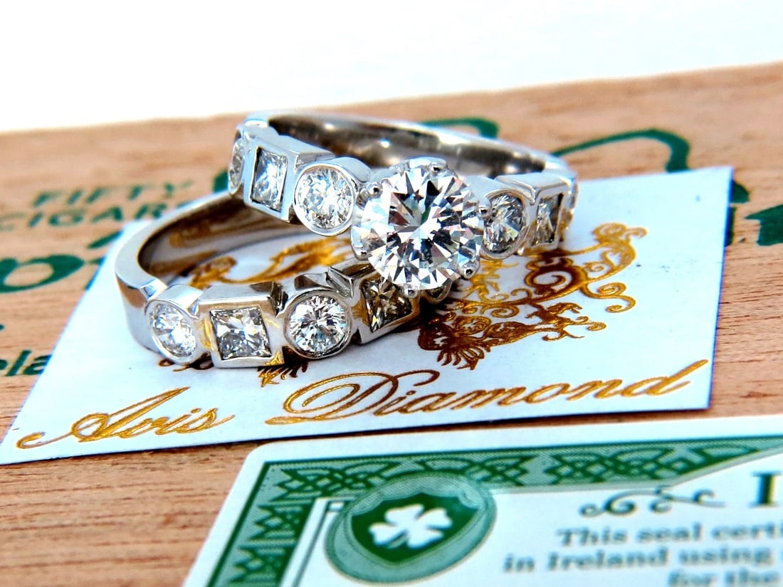 GIA 3.95ct F.Vs2 Round Diamond Ring Matching Band Princess Engagement *v - 8