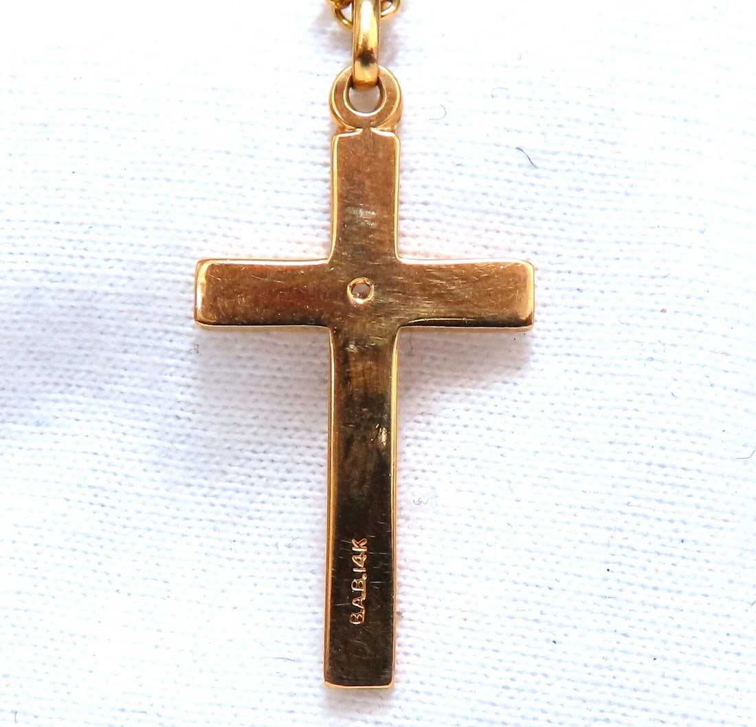 14kt gold cross diamond pendant 14kt 14 inch** - 3