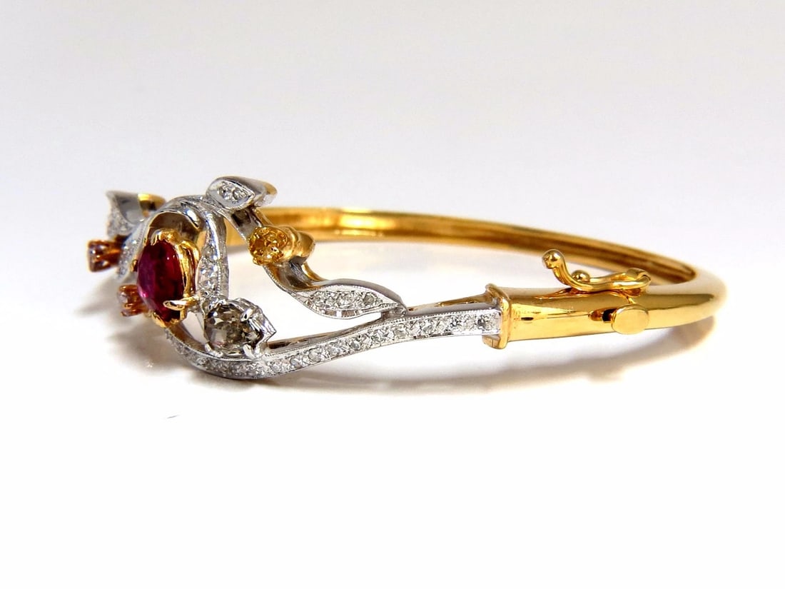 GIA Certified No Heat Natural Ruby Fancy color diamonds bangle bracelet** - 3