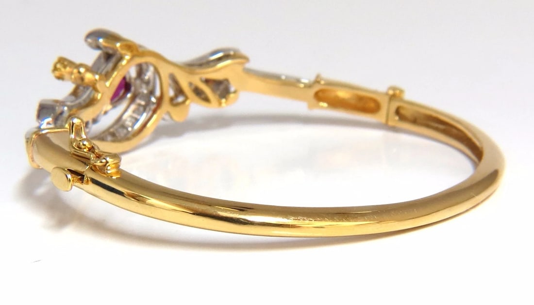 GIA Certified No Heat Natural Ruby Fancy color diamonds bangle bracelet** - 4