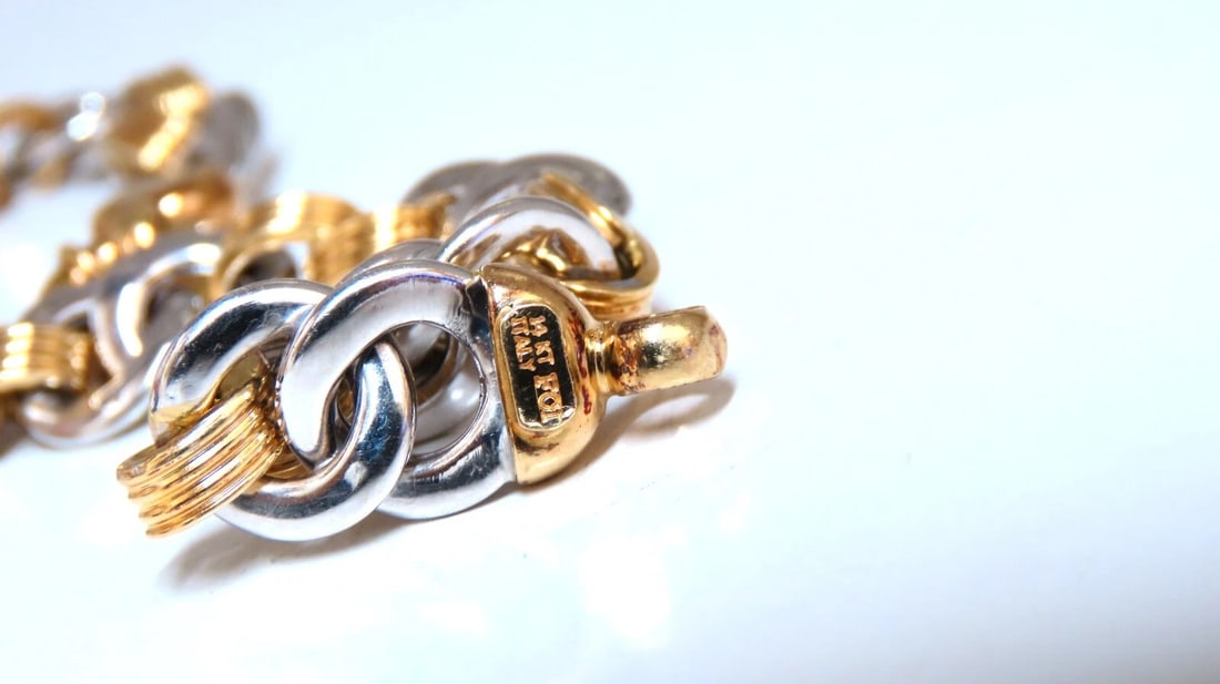 Two Toned Chain Link Loop Bracelet 14kt gold** - 2