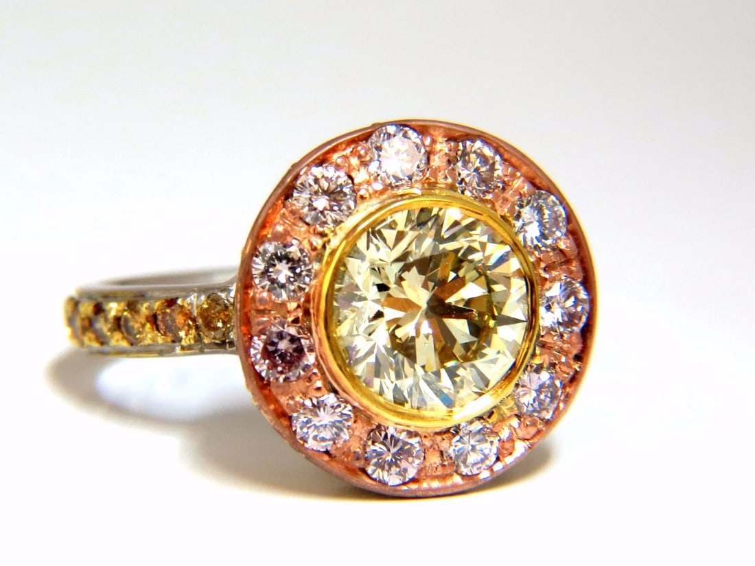 GIA certified 3.67ct Fancy Round Natural Diamond ring circular flush deck*v - 3