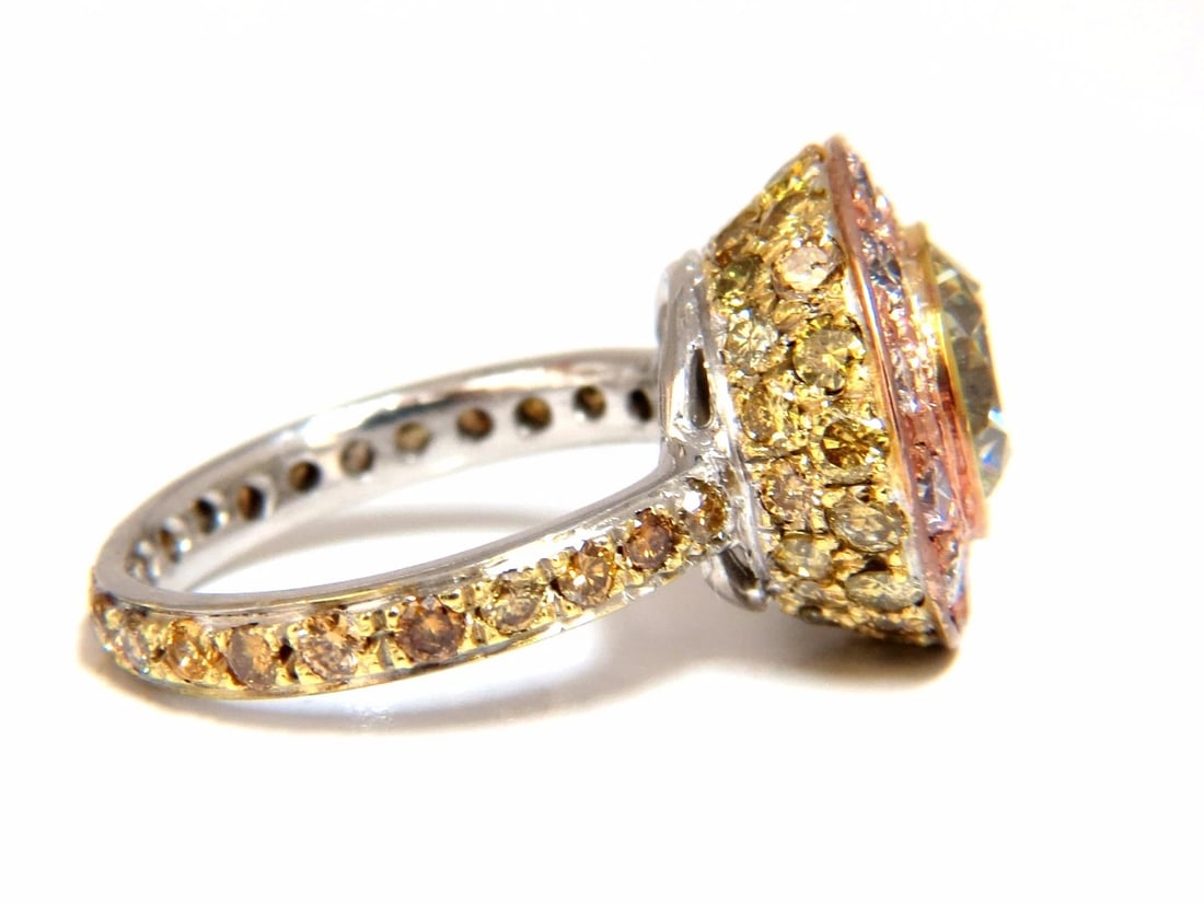 GIA certified 3.67ct Fancy Round Natural Diamond ring circular flush deck*v - 4