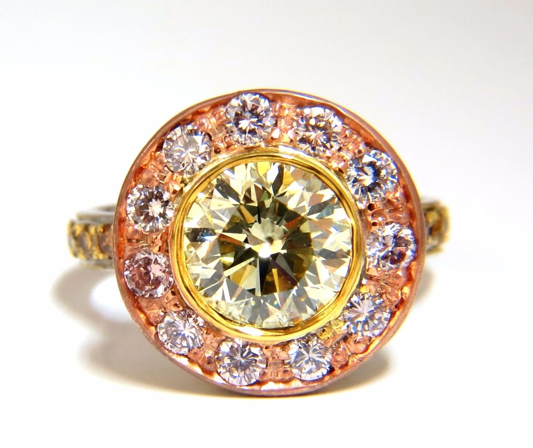 GIA certified 3.67ct Fancy Round Natural Diamond ring circular flush deck*v - 6