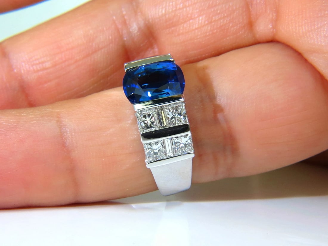 GIA 5.87CT NATURAL BRIGHT FINE GEM SAPPHIRE DIAMOND RING 14kt *v - 10