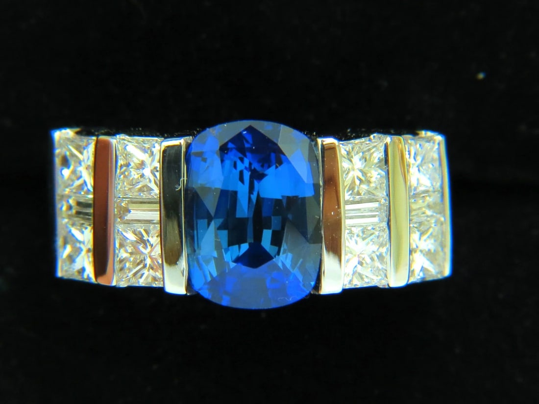 GIA 5.87CT NATURAL BRIGHT FINE GEM SAPPHIRE DIAMOND RING 14kt *v - 4