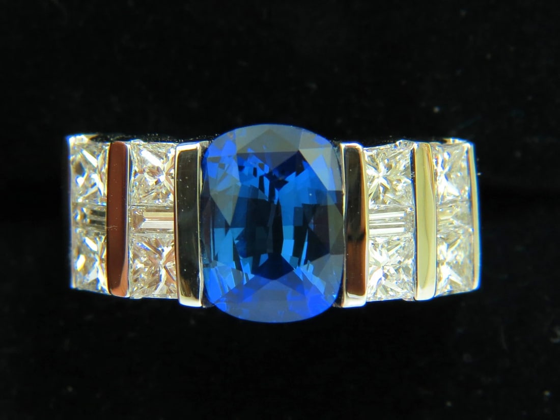 GIA 5.87CT NATURAL BRIGHT FINE GEM SAPPHIRE DIAMOND RING 14kt *v - 5