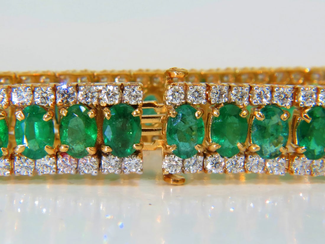 27.65CT NATURAL GREEN EMERALD DIAMOND BRACELET F/VS 14KT MULTIROW** - 6