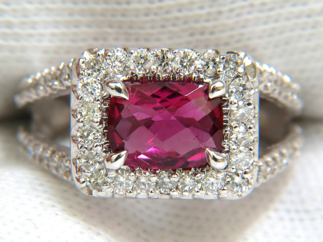 2.73CT NATURAL BRIGHT PINK TOURMALINE DIAMOND RING SPLIT SHANK 14KT *v - 10