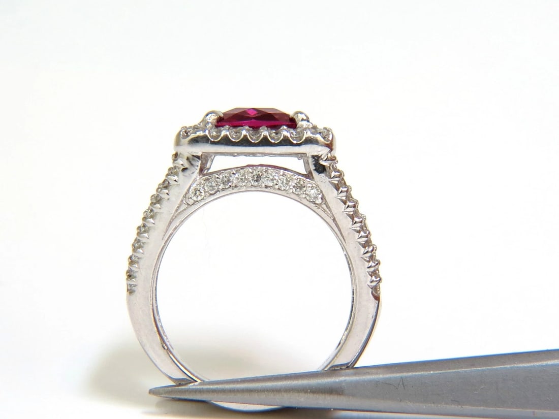 2.73CT NATURAL BRIGHT PINK TOURMALINE DIAMOND RING SPLIT SHANK 14KT *v - 5