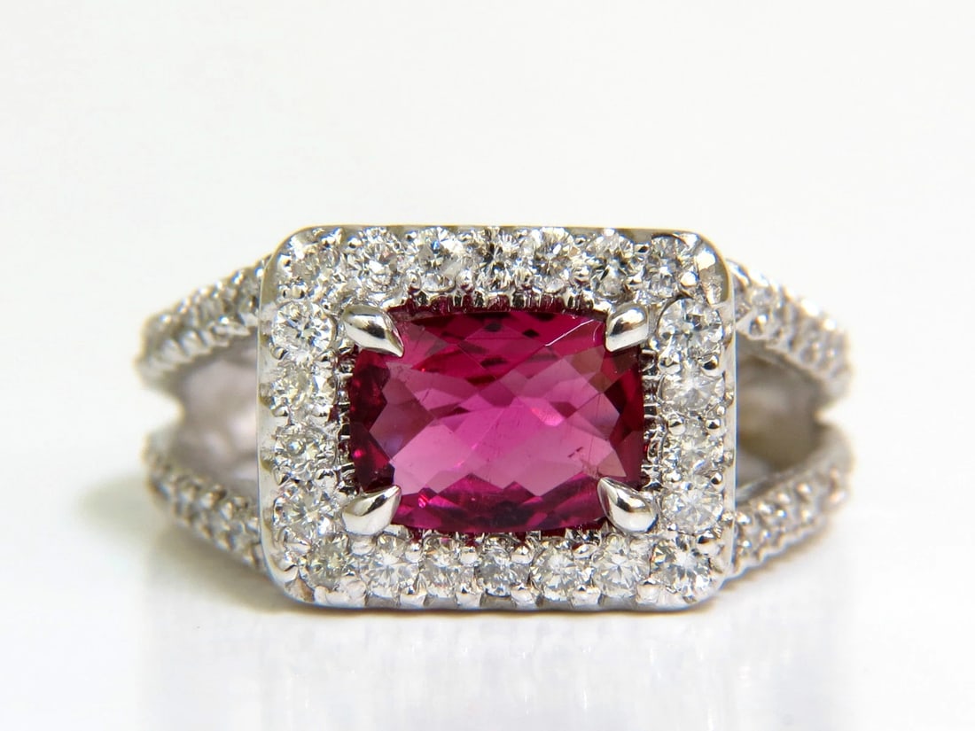 2.73CT NATURAL BRIGHT PINK TOURMALINE DIAMOND RING SPLIT SHANK 14KT *v - 6