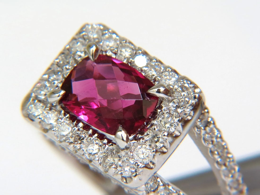 2.73CT NATURAL BRIGHT PINK TOURMALINE DIAMOND RING SPLIT SHANK 14KT *v - 7
