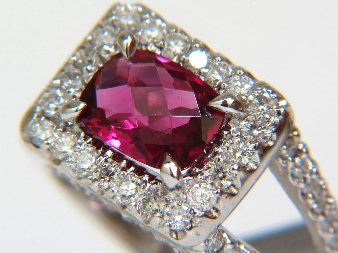 2.73CT NATURAL BRIGHT PINK TOURMALINE DIAMOND RING SPLIT SHANK 14KT *v - 9