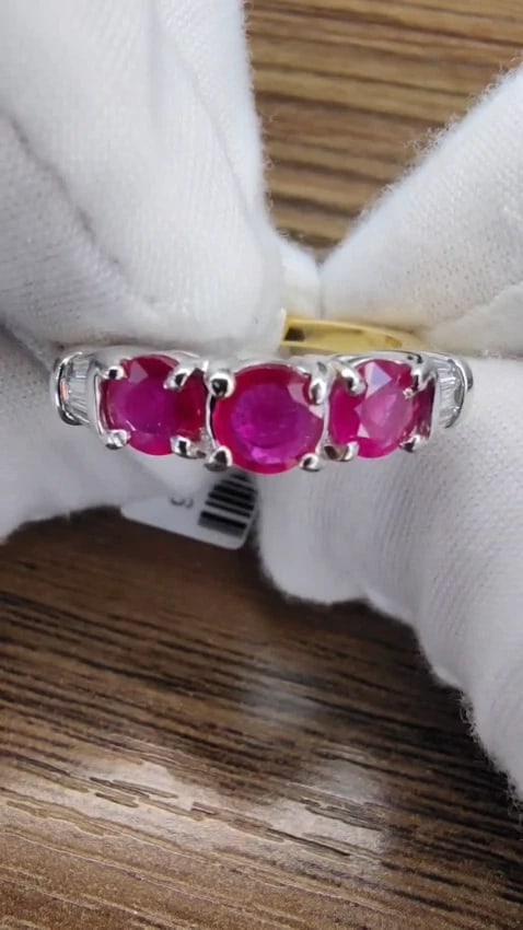 1.50ct Natural Ruby Accent Ring band 18kt Gold *v - 2