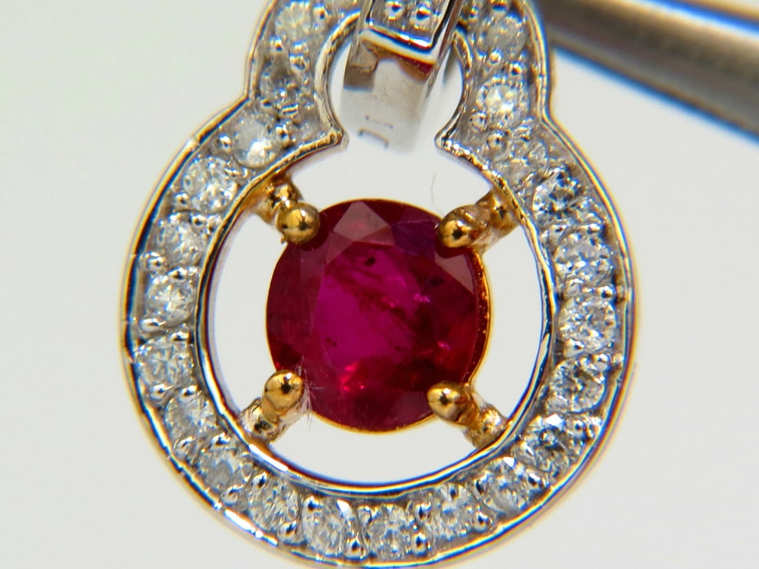 2.40CT NATURAL FINE GEM RED RUBY DIAMOND EARRINGS DANGLE HOOP 14KT** - 7
