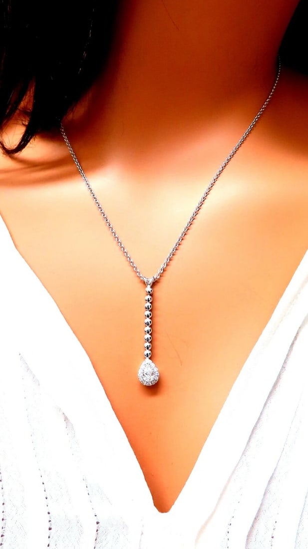 .48ct Natural Pear Diamonds Drop Pendant Necklace 14kt Dangle** - 6