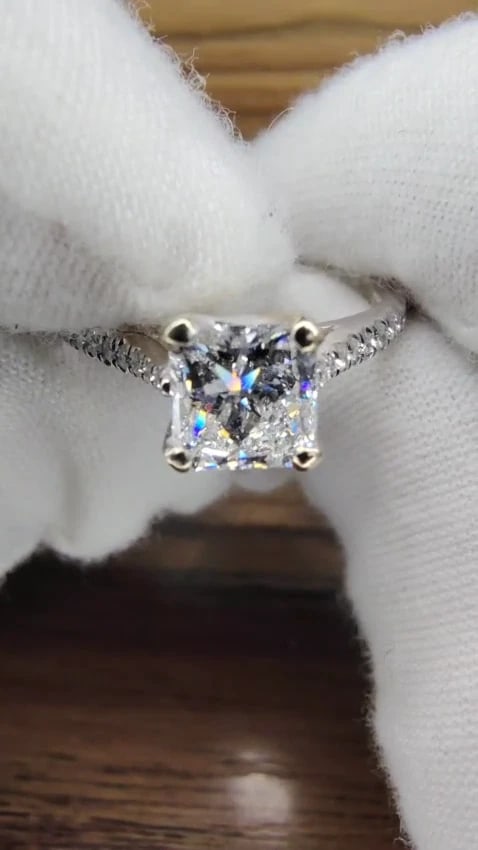 GIA Certified 1.01ct Princess cut natural diamond ring Cathedral Prime D/VS*v - 2