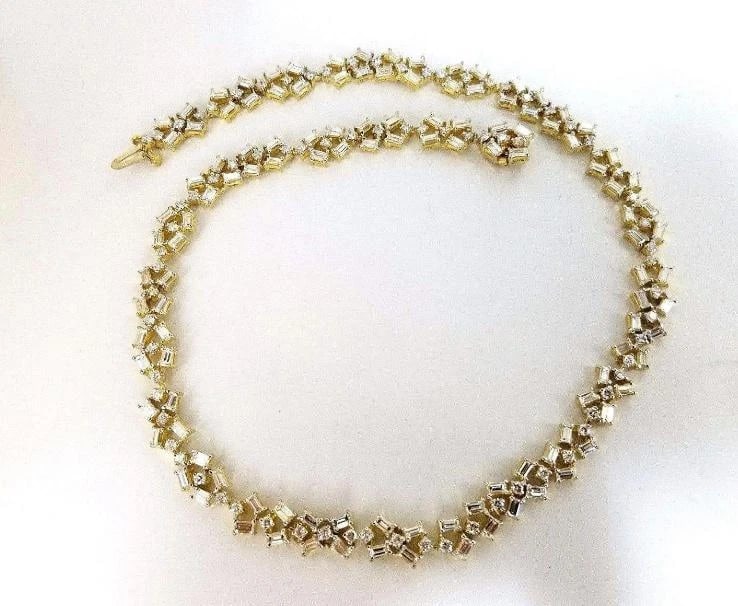 15.00 Carat Diamonds Baguette & Rounds Eternity Riviera Necklace 18kt Ref 12328* - 3