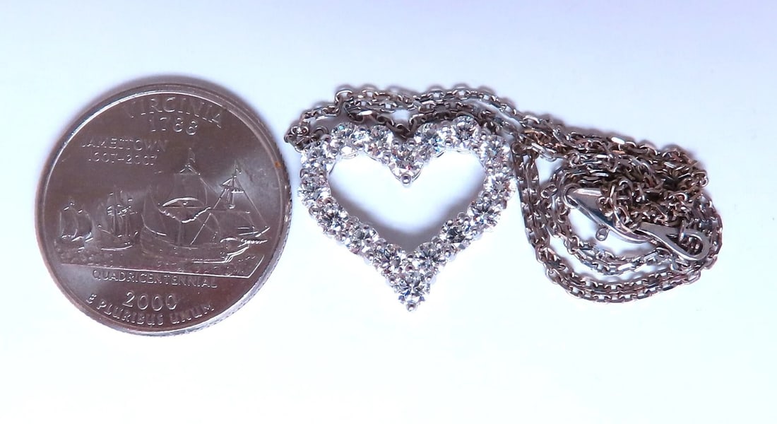 1.75ct Open Heart Natural diamonds necklace 14 karat G/VS** - 4