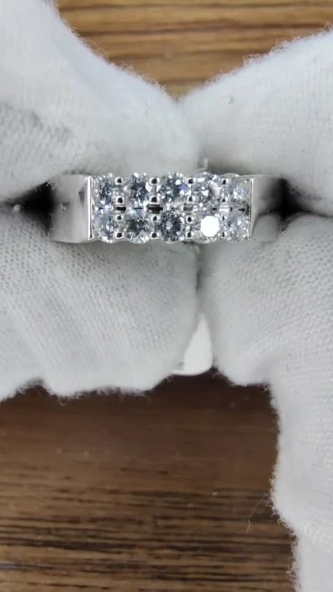 .60ct Natural Round Diamonds Double Row Common Prong Band 14 Karat *v - 2