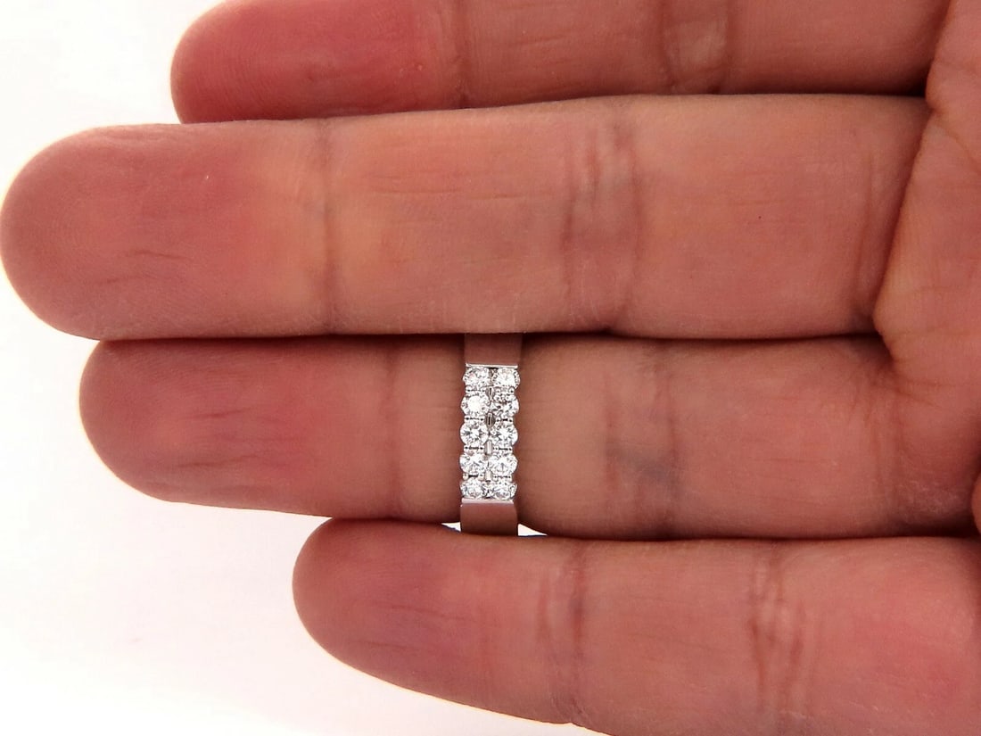 .60ct Natural Round Diamonds Double Row Common Prong Band 14 Karat *v - 5