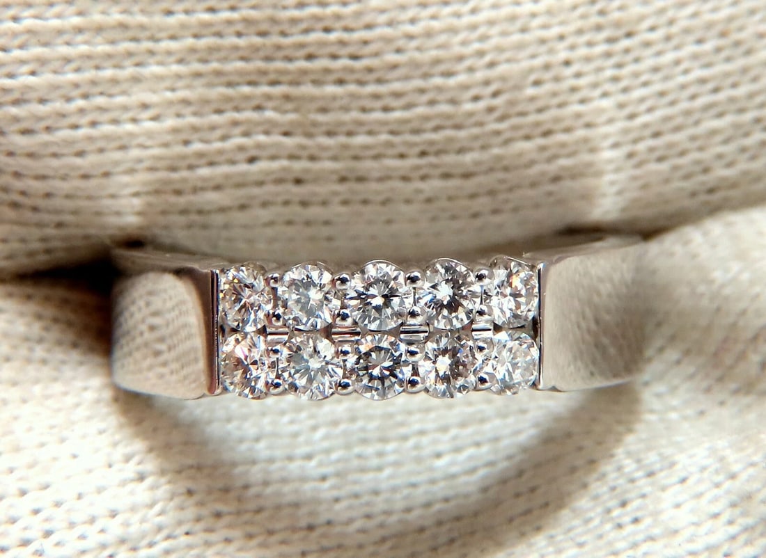 .60ct Natural Round Diamonds Double Row Common Prong Band 14 Karat *v - 7