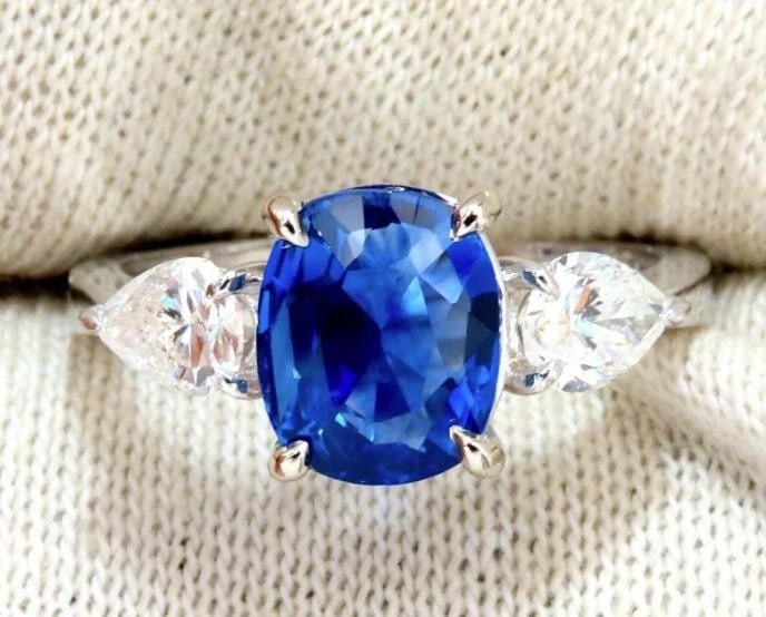 GIA Certified 2.94ct Natural No Heat Blue Sapphire Diamonds Ring 14kt #12347 *v - 4