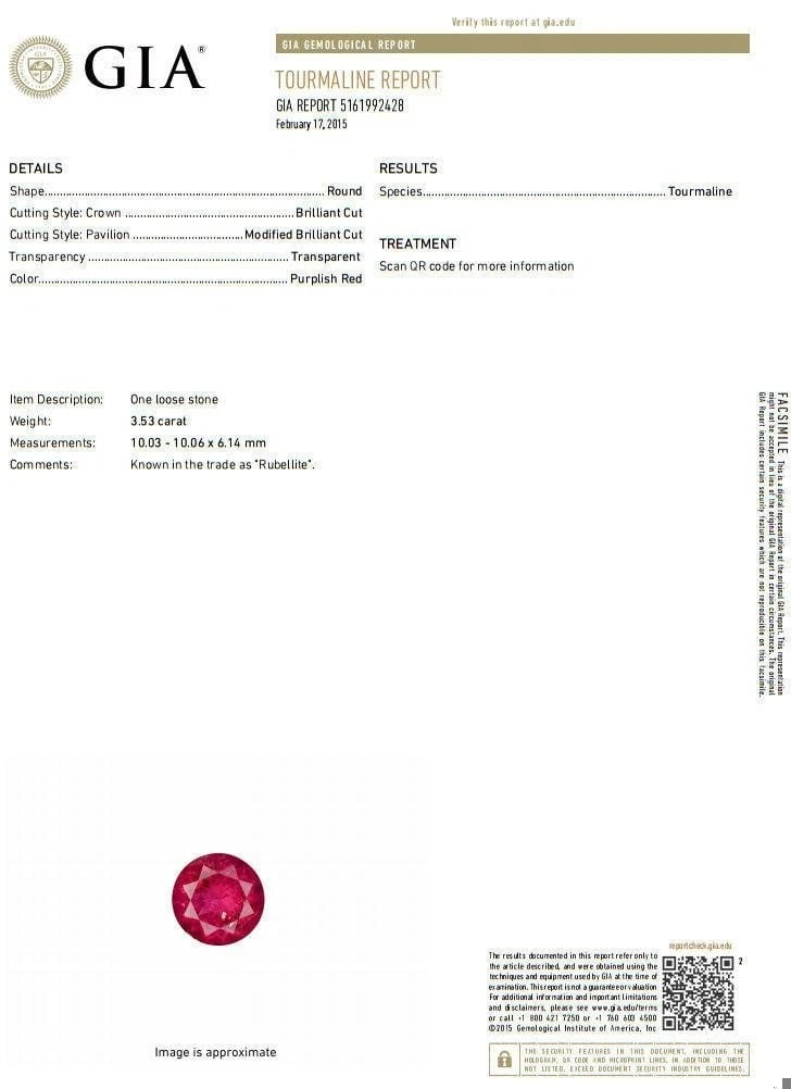 GIA Certified 8.03CT NATURAL TOURMALINE RUBELLITE RUBY DIAMOND RING 18KT 10344*v - 10