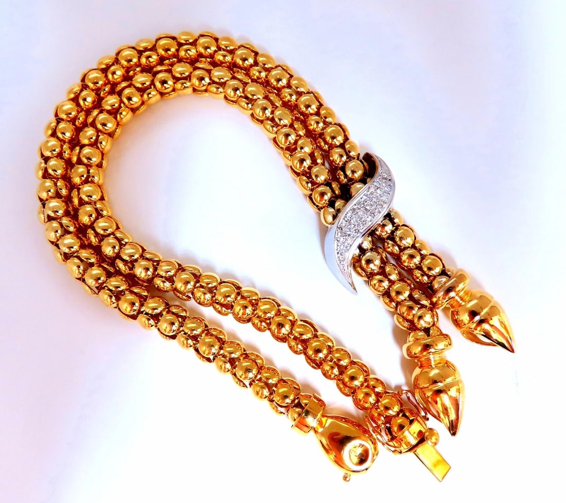 1.07ct Natural Round Diamond Bolo Link Necklace 14kt**: MAGNIFICENT JEWELS Dragon Scale Linked Bolo Diamond Necklace 1.07ct. Natural Round Shape Diamonds Vs-2 clarity, G-color 14kt. Yellow Gold Necklace of 17 inches Total Length with bolo dangle: 22 inch C
