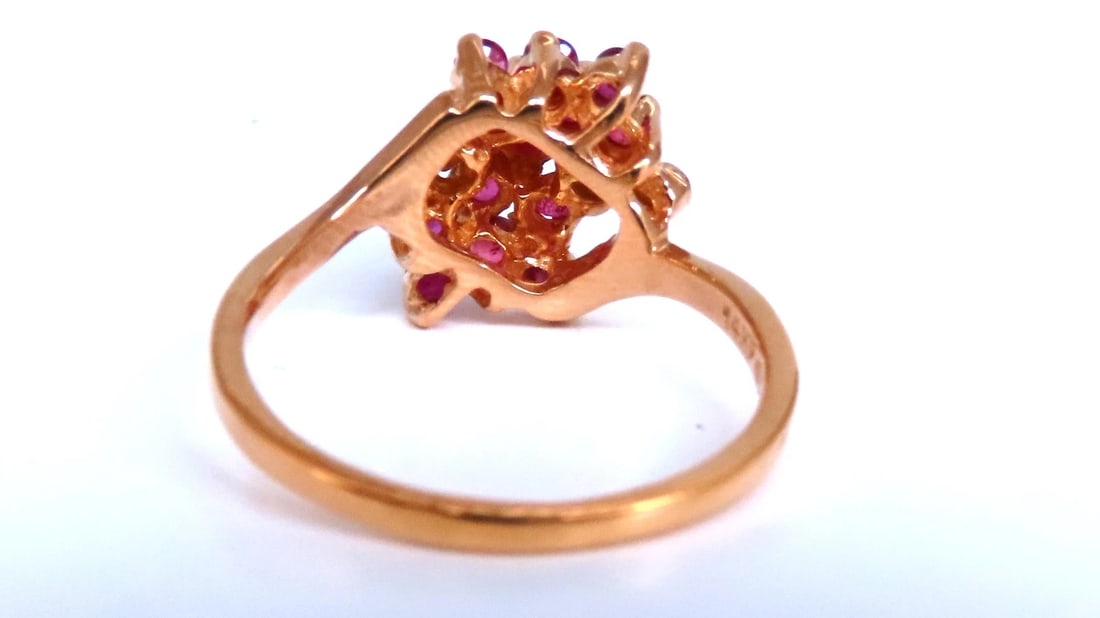 .50ct Natural Ruby Diamond Cluster Cocktail Ring 14kt Gold 67121 *v - 5