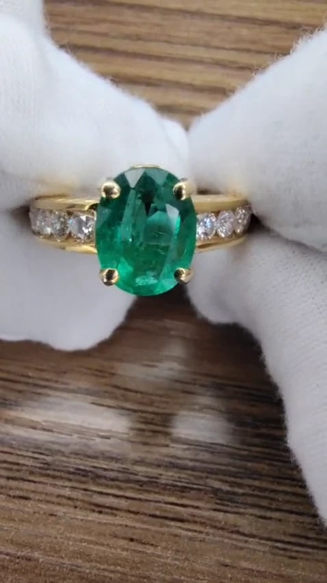 2.58ct Natural Zambia AAA Green Emerald Diamond Ring 14 Karat G/VS 46012 *v - 2