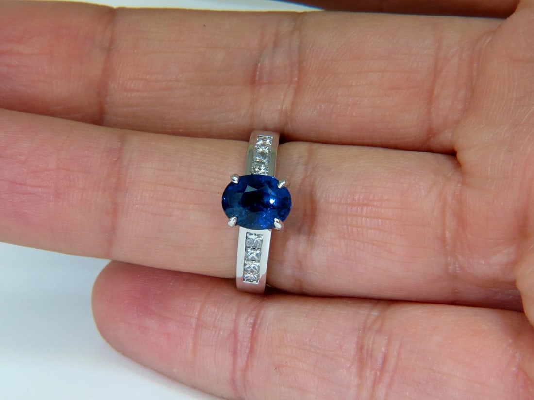 GIA NO HEAT 2.97CT NATURAL GEM BLUE SAPPHIRE DIAMOND RING UNHEATED 14KT *v - 9