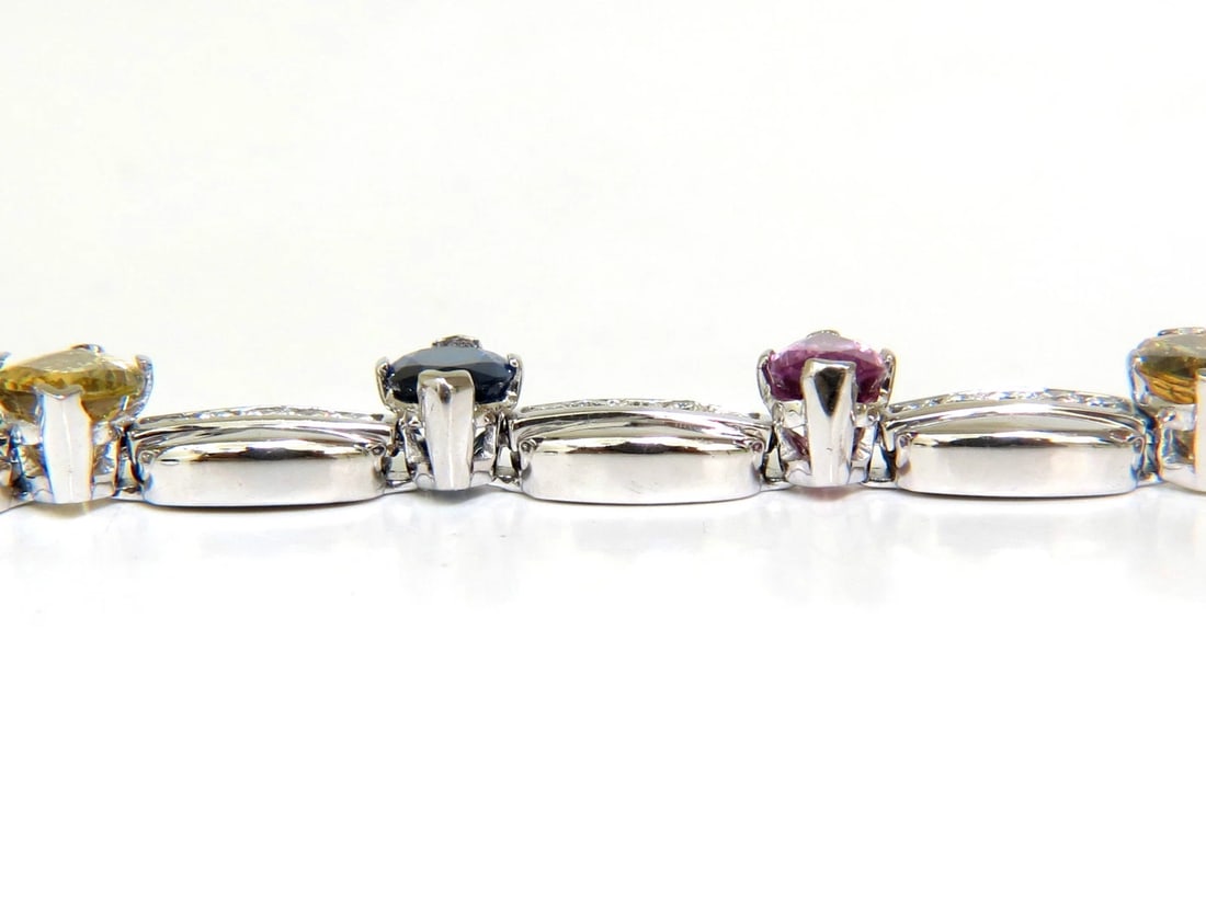 8.25CT NATURAL FINE GEM VIVID COLORS SAPPHIRE DIAMOND BRACELET 14KT** - 8