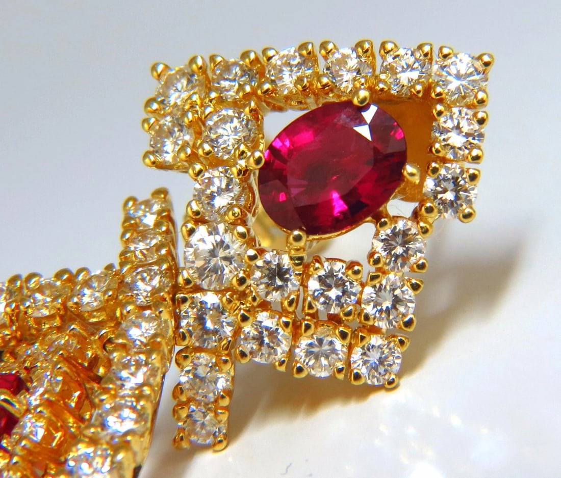 18.96ct GIA Certified natural red ruby diamond dangle earrings 18kt** - 3