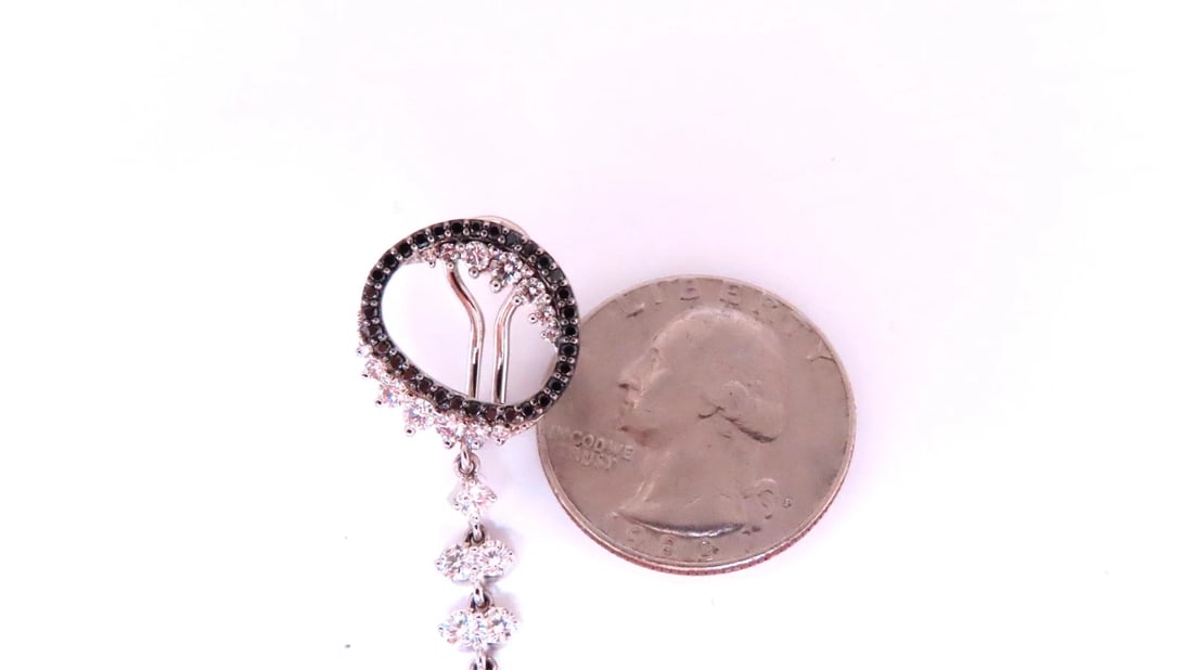 Black For White Diamond Circles Dangle Earrings 18kt 12532** - 4